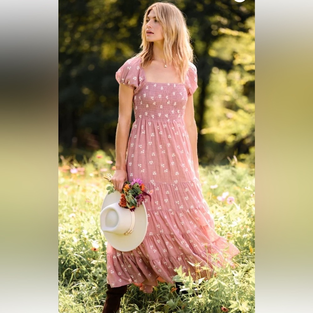 Altar'd State Pink Floral Maxi Dress